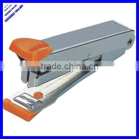 Office manual sheet metal stapler with plastic cap and base