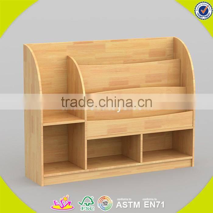Wholesale customized wooden kids shelf , elegant and simple style wooden storage shelf toy for kids W08C212