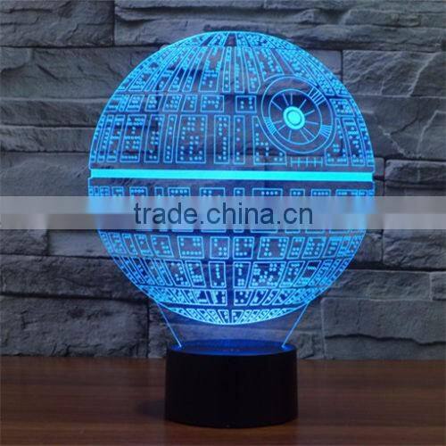 3D Death Star LED Night 7 Color Change Touch Switch Table Desk Lamp Light