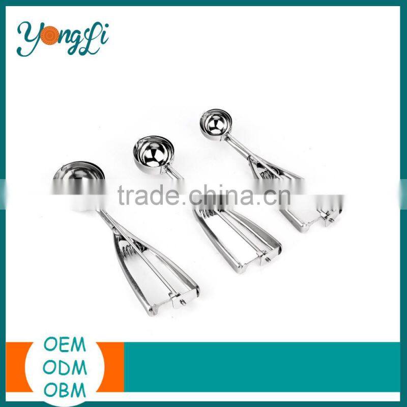 Stainless Steel With Trigger Cookie Spoons Set Ice Cream Scoop Spoon Set