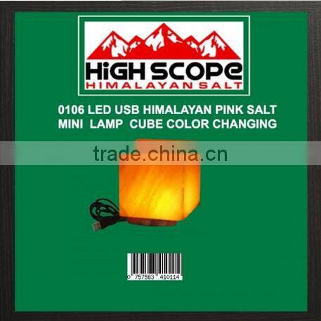 HIMALAYAN PINK SALT USB POWERED LED MINI LAMP CUBE SHAPE