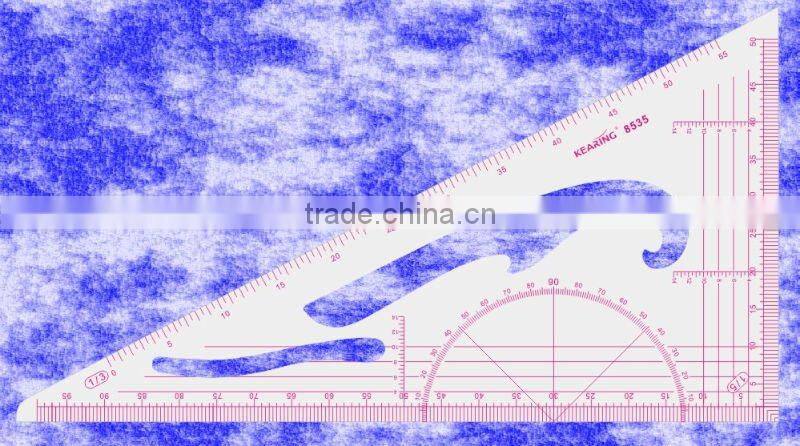 Kearing high quality plastic scale rulers with goniometer 1:3 &1:5 sanwich line ruler for fashion design#8535
