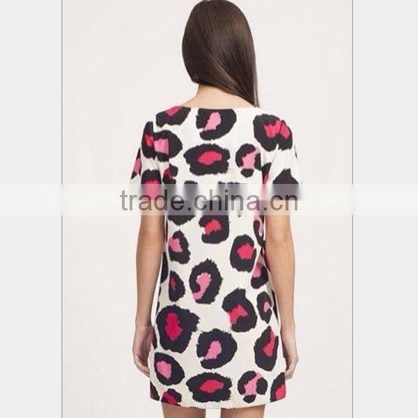 HD-D280 Wholesale fashion women leopard short dress/ladies casual dress