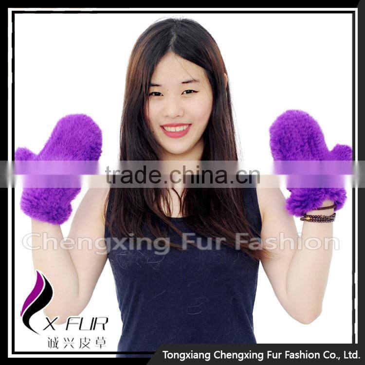 CX-A-60P Hand Knitted Winter Warm Genuine Mink Fur Gloves
