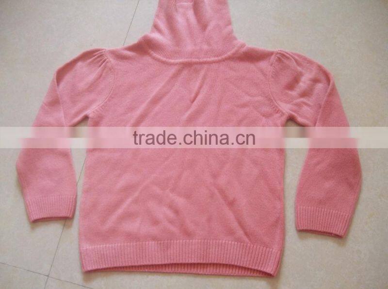 China latest fashion design children winter long sleeve wear high neck pink thick kids girl sweater (BKNK5282)