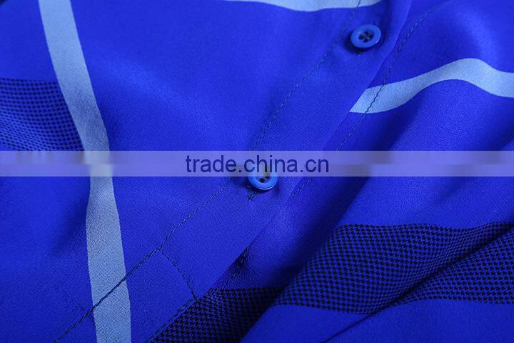 Two color 3/4 sleeve fashion design 2015 new design chiffon ladies blouse