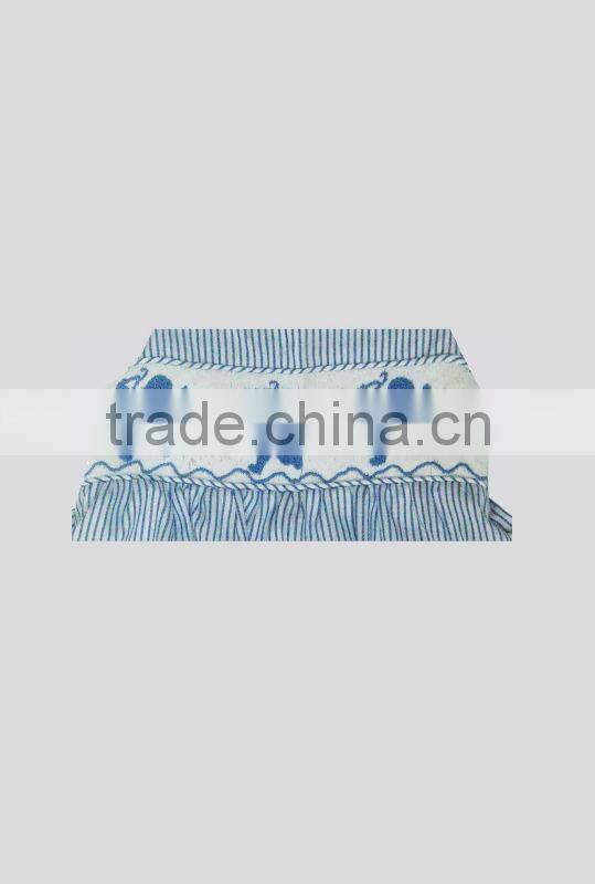 Infant/Toddler Girl Blue Stripe Seersucker Smocked Love Angel Bubble