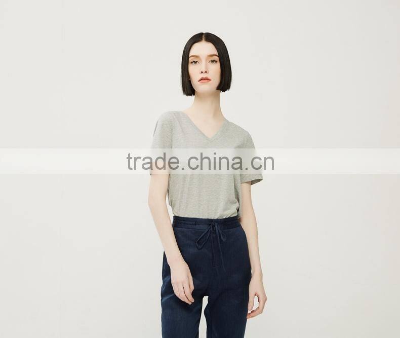 2017 wholesale women clothing v neck tshirts blank t shirts
