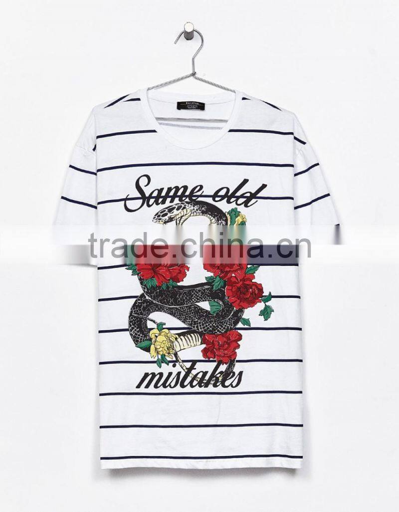 2017 custom high quality blank stripe t-shirt with 3d printing