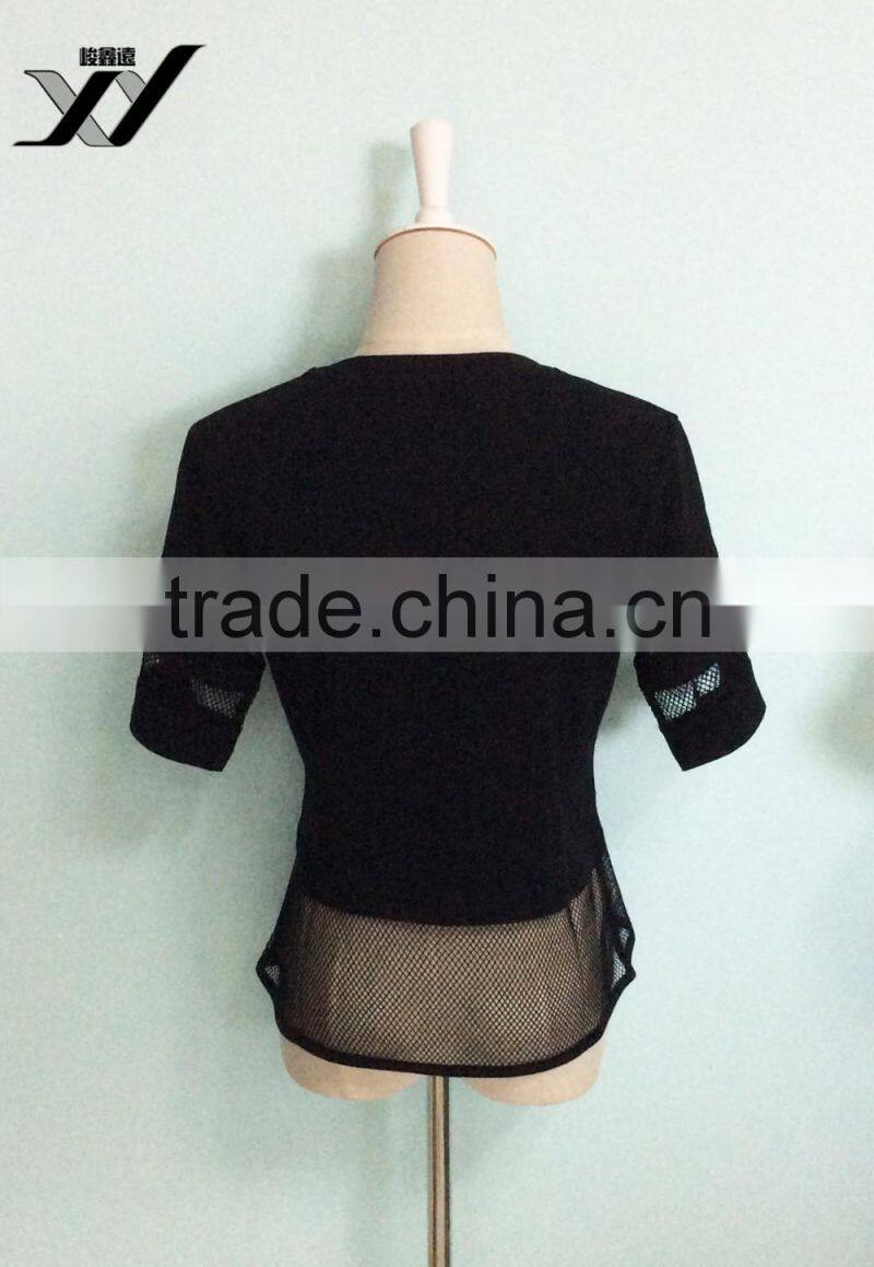 Hollow out girl tshirt with picture pattern