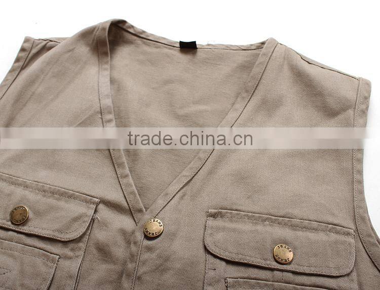 2015 Wholesale Portable Spring Man's Multi Pocket Vest