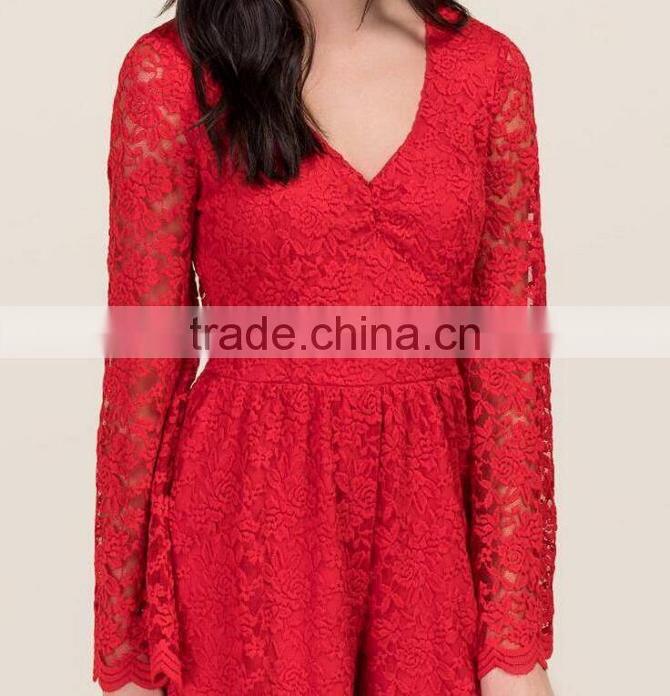 Sexy long sleeve lace club rompers jumpsuits women 2016