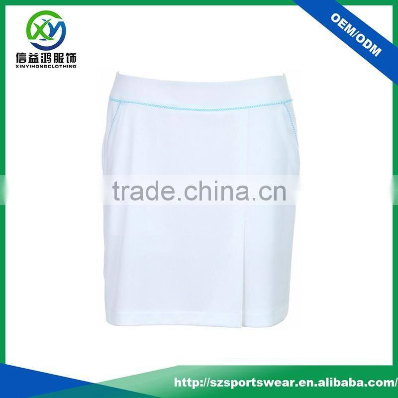 OEM Custom Blank Fashion Lady Tennis Dress, White color Sport Skirt