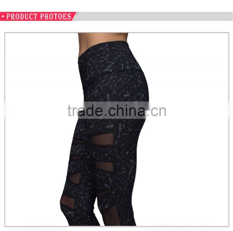 Custom Sports Yoga Wear compression net yarn mesh leggings for women
