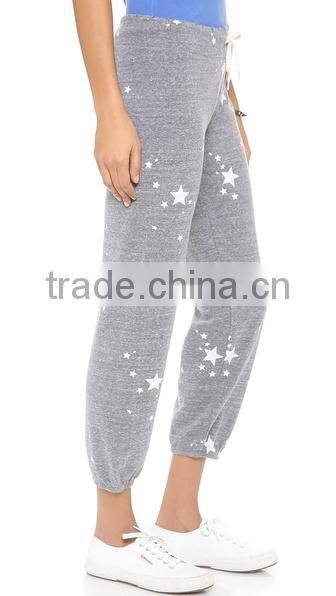 Custom women sweat pants star printing soft pants wholesale fitness clothing