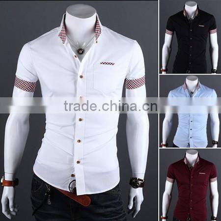 100% cotton casual fashion men's short sleeve shirt
