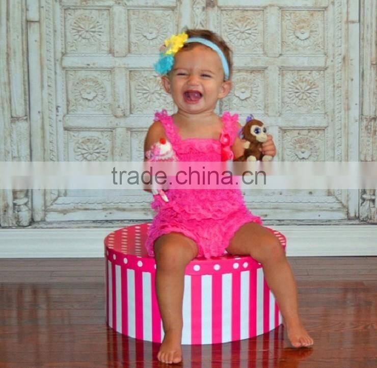 Factory cheaper wholesale colorful baby boutique lace romper kids clothing wholesale 2015 baby petti rompers
