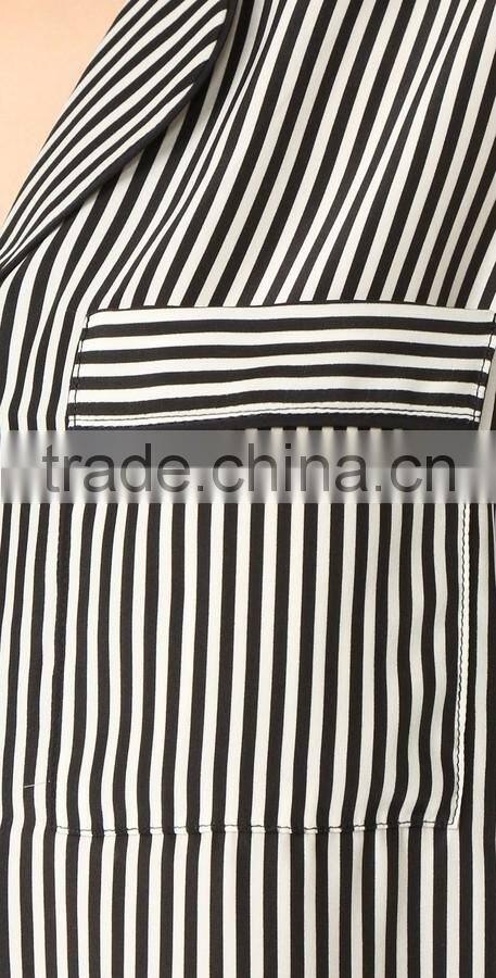 High quality smooth ladies pajamas fashion long sleeve women silk striped pajamas