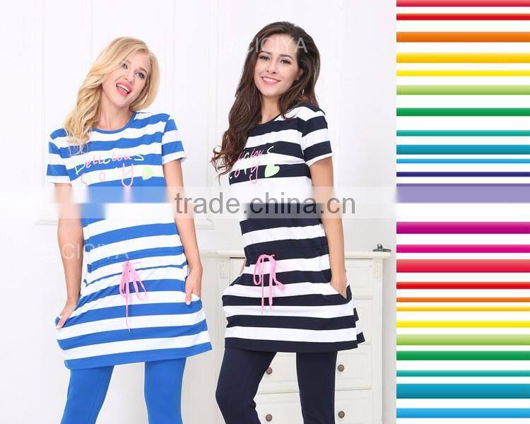 FANCY LADY PAJAMA SET S/S O-NECK STRIPED DESIGN FAMILY PAJAMAS KNITTED