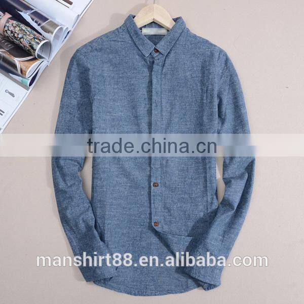 men's simple cotton/linen hidden placket long sleeves casual shirt