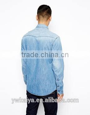 2014 brand fancy new design USA flag denim men shirt