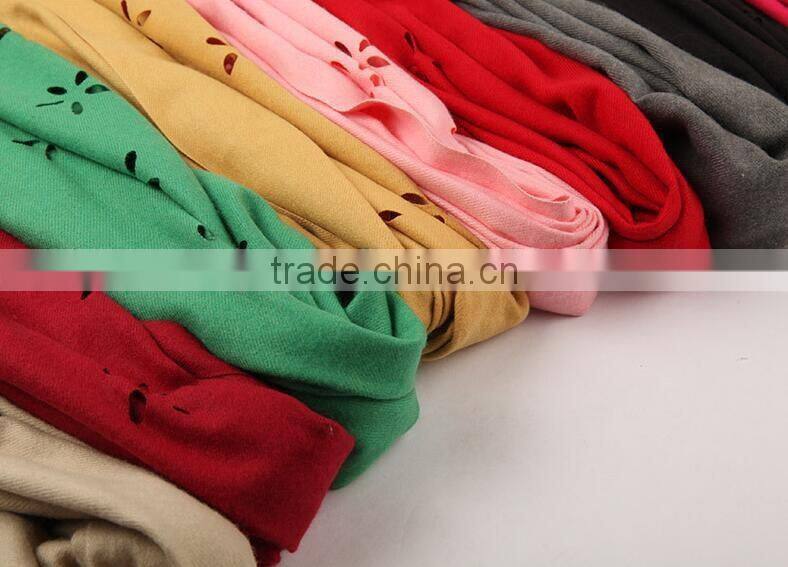 Classic jacquard cashmere hollow out design acrylic long lady scarf