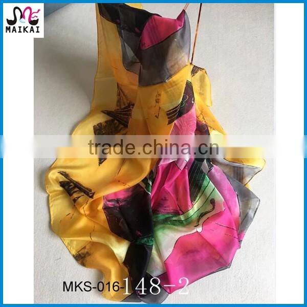 European hot selling printing silk summer fashion beach scarf