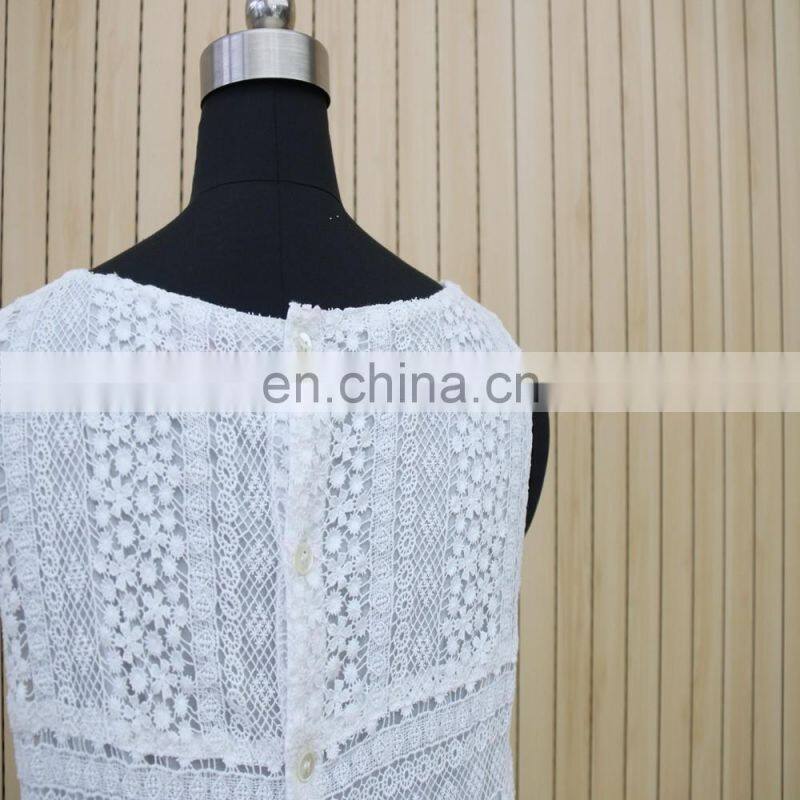 women top grade exquisite sleeveless shell button lace blouse dress