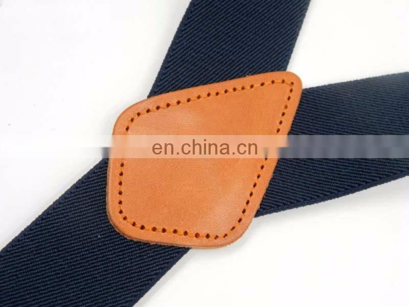 Wholesale real leather dual clips suspenders Men's leisure leather adult suspenders