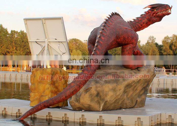 Red dragon fiberglass dragon garden statues