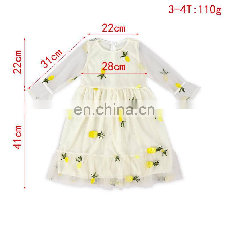 Spring autumn girls dress casual long sleeves lace mesh floral kids dresses girl cute princess dress