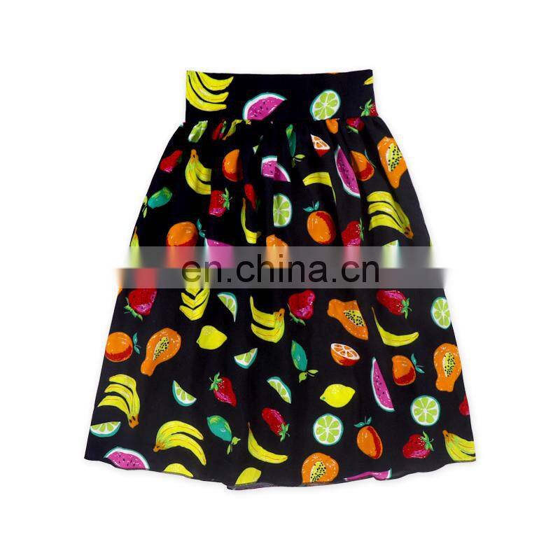 Custom baby girls petal skirts colorful prints fabric children girl maxi skirt