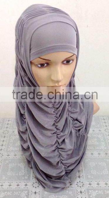 A593 Newest design solid color ruffle TWO Pieces HIJAB