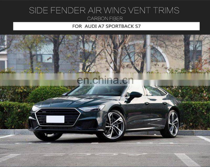 Dry Carbon Fiber S7 Front Fender Vents for Audi A7 SLINE S7 Sportback 4-Door 2019- 2021