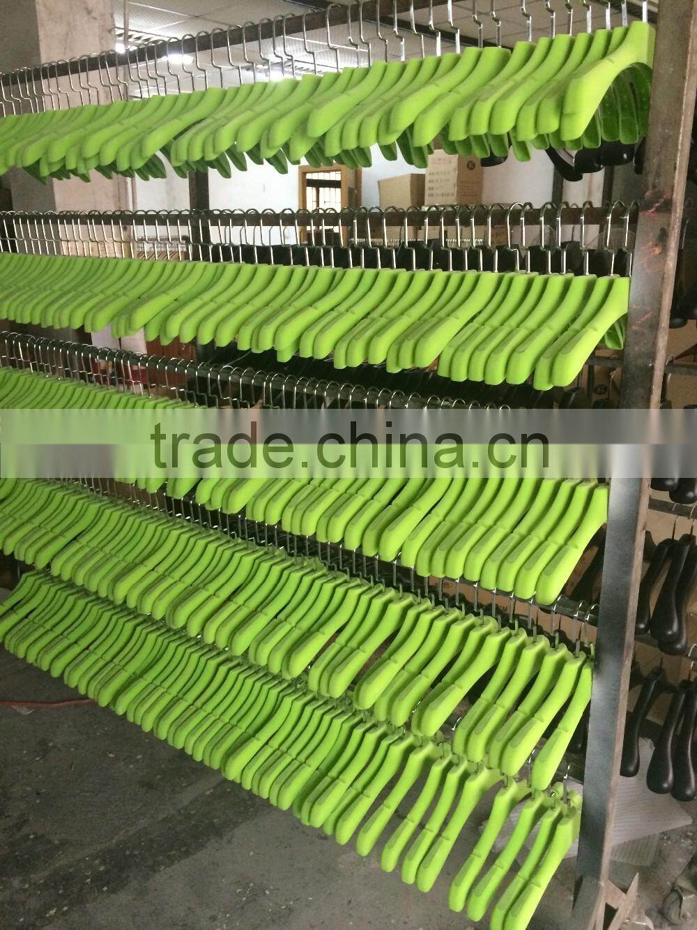 Black nonslip velvet flocked hanger with logo and gold hook for coat