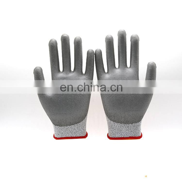 Gray PU Coated Sharp Cut Resistant Gloves Fish Handling Gloves