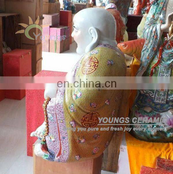 Luxury Asian Hand Painted Ceramic Tall Buddha Statues