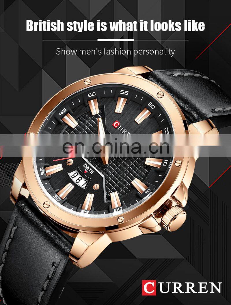 Curren 8376 2020 New Design Mens Quartz Watch Fashion Leather Water Resistant Calendar Wrist Watches for Men