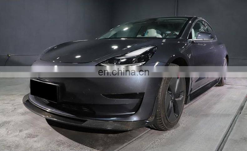 Runde Top Quality Front Shovel For 17-19 Tesla Model 3 Carbon Fiber Front Lip Spoiler