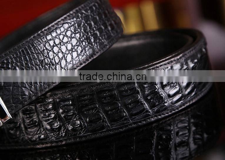 100% good quality gift genuine crocodile skin leather classic belt factory hot selling pin buckle belt for men simple noble
