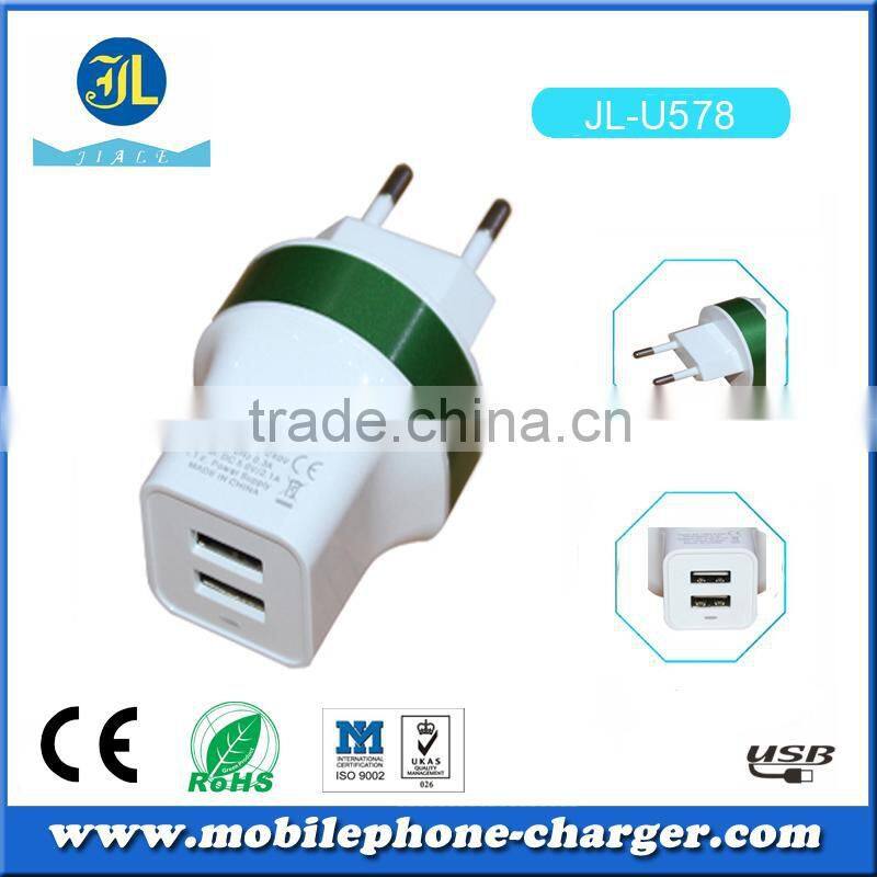 Hot new product for 2015 mobile phone accessory dual usb home charger EU plug