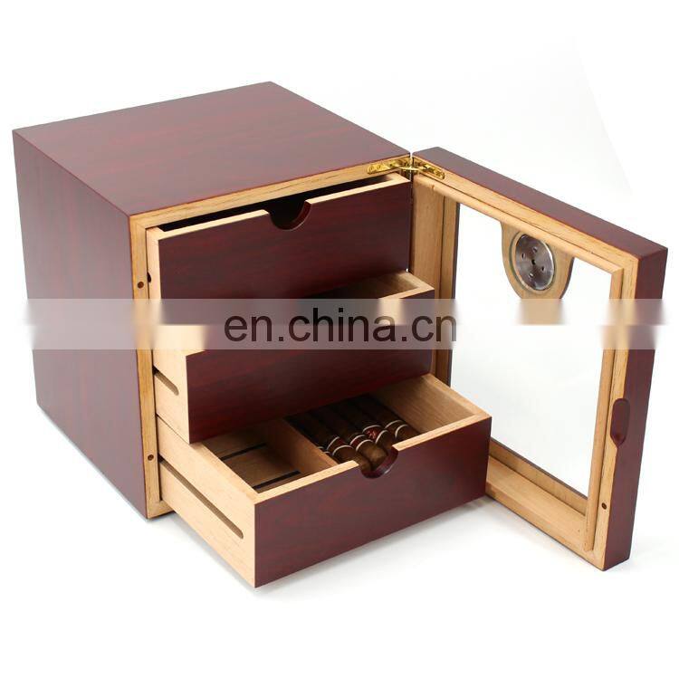 Custom high gloss finished quality 3 trays cigar cabinet luxury cigar humidor
