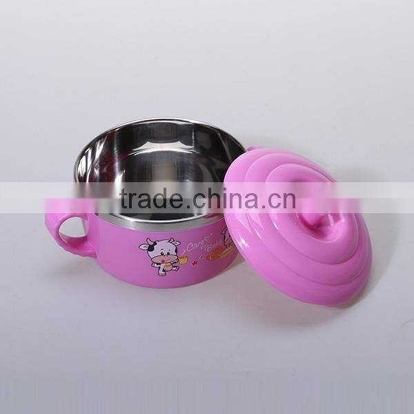 colorful stainless steel bowl with landles and lid