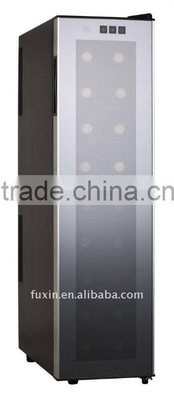 FUXIN:JC-53ALW .Thermoelectric wine cooler with full glass door,hold 18 bottles/wine bottle cooler .
