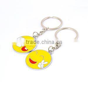 Hot new key chain yellow smile face metal keychain