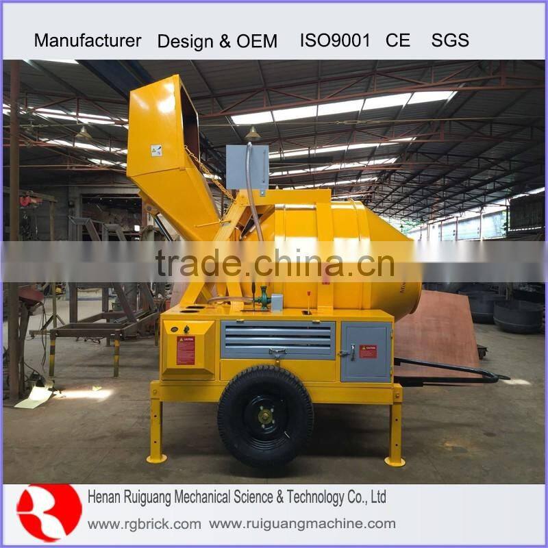 JZC350 portable Concrete Mixer with hydraulic hopper
