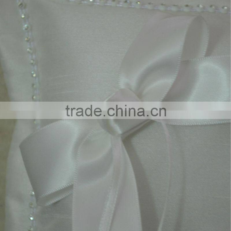 2016 Trendy Small Satin Rosette Wedding Party Pocket Ring Pillow Pearl Cushion Decoration Wedding Party Supplies