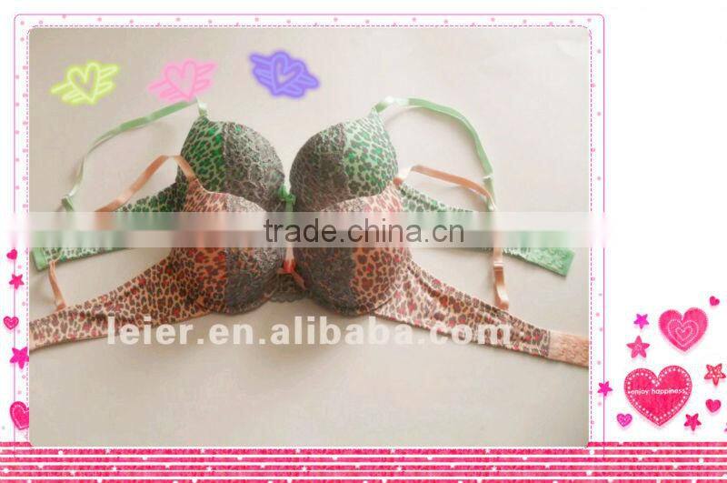 Leopard Printed Microfiber Super Push Up Bras