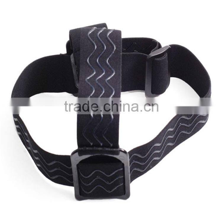 Flexible A Quality 3 Line Anti Slide Rubber Sports Camera Head Strap Belt Mount Black Color