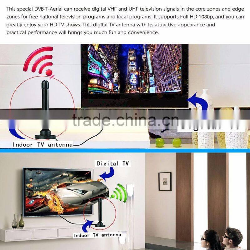 W25 Indoor Digital TV Antenna 25dBi High Gain Full HD 1080p VHF / UHF DVB-T-Aerial F IEC Male Connector for HDTV/DTV /TV F Male